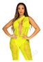 Leg Avenue Floral Lace Convertible Footless Bodystocking With Opaque Panel Detail - O/s - Neon Yellow